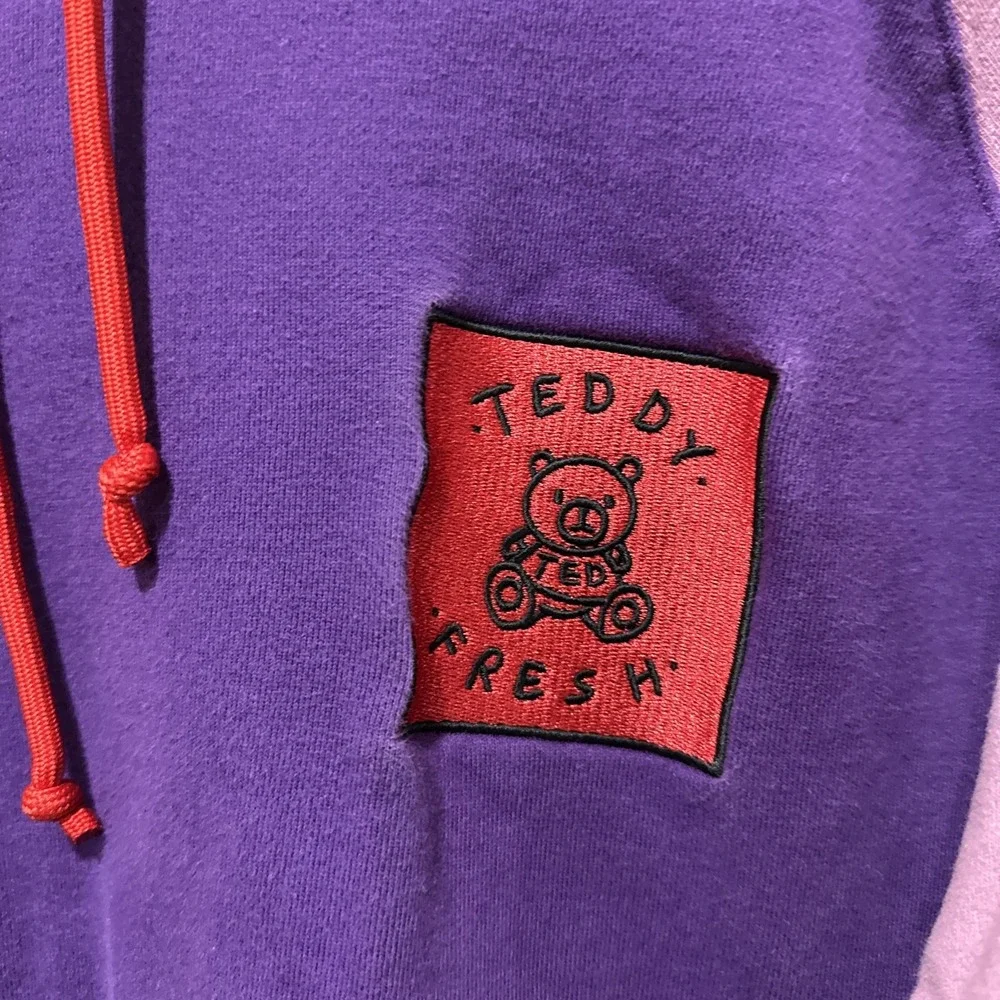 Teddy Fresh Pastel Color‎ Block Hoodie Sweatshirt Size Medium